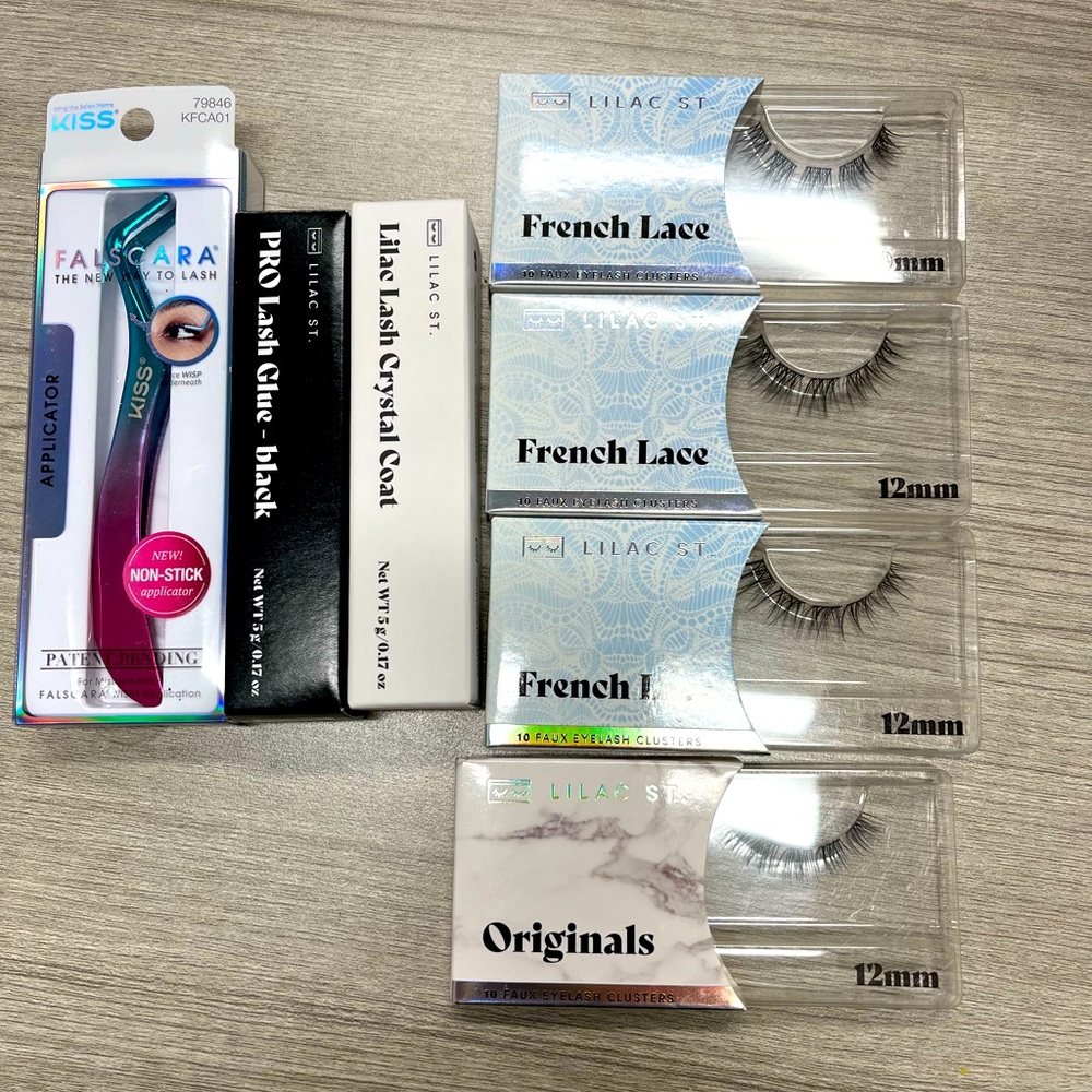 Lilac st set of Lashes Glue and Applicator